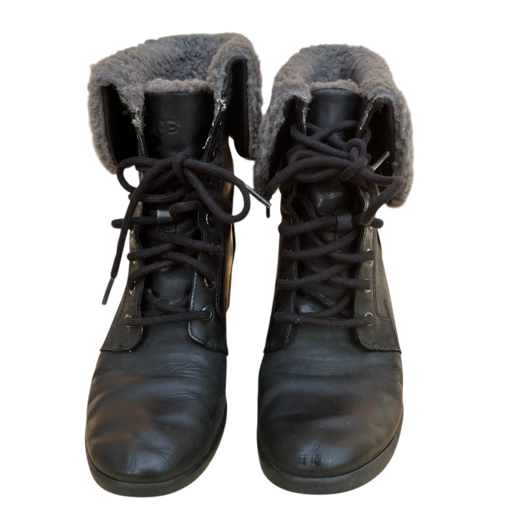 UGG Australia Zea Ankle Wedge Snow Boots Black Bootie Women's Size 6 - Picture 5 of 13